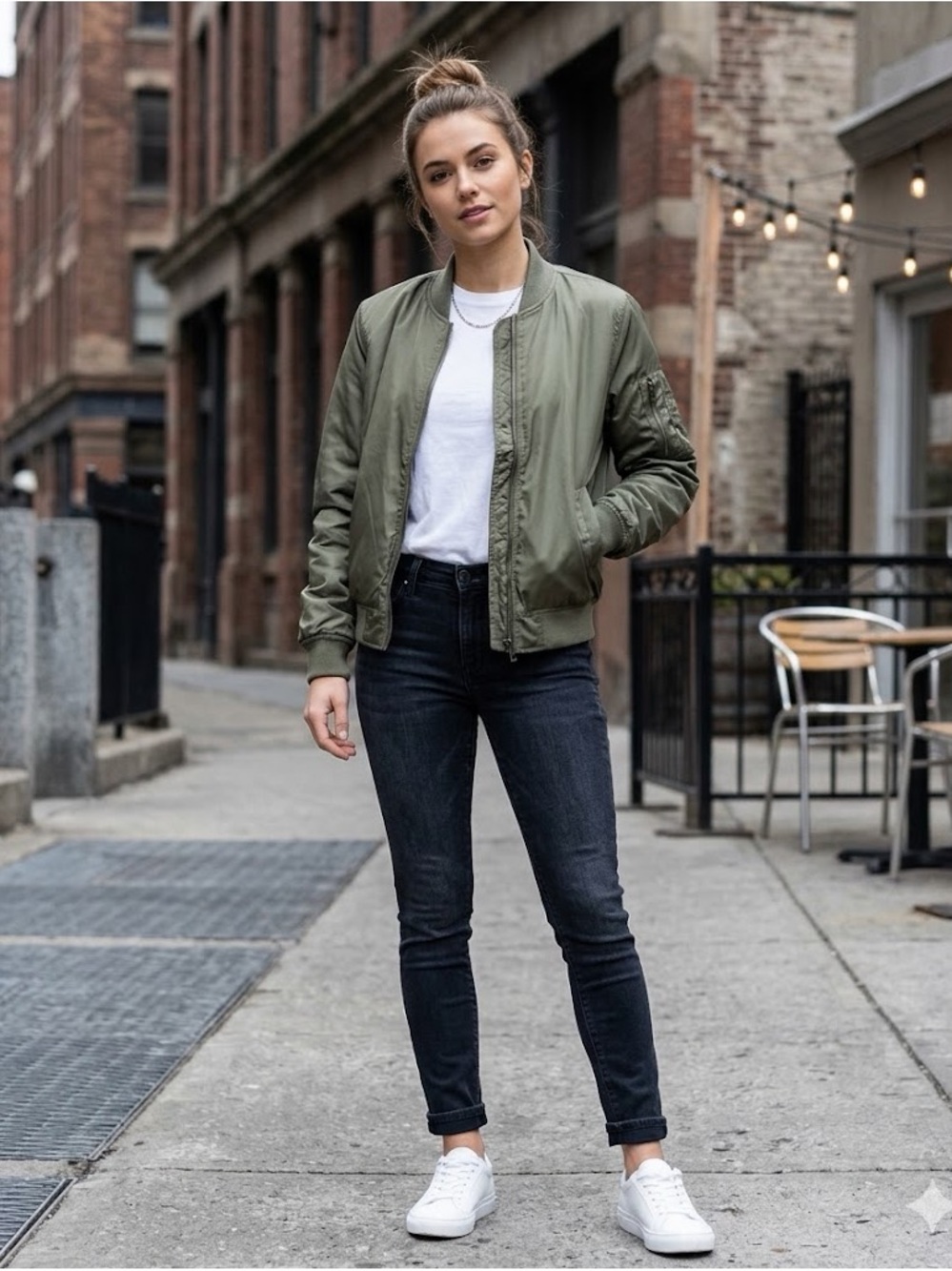 Ashley By 26 International Olive Green Bomber Jacket Size Medium